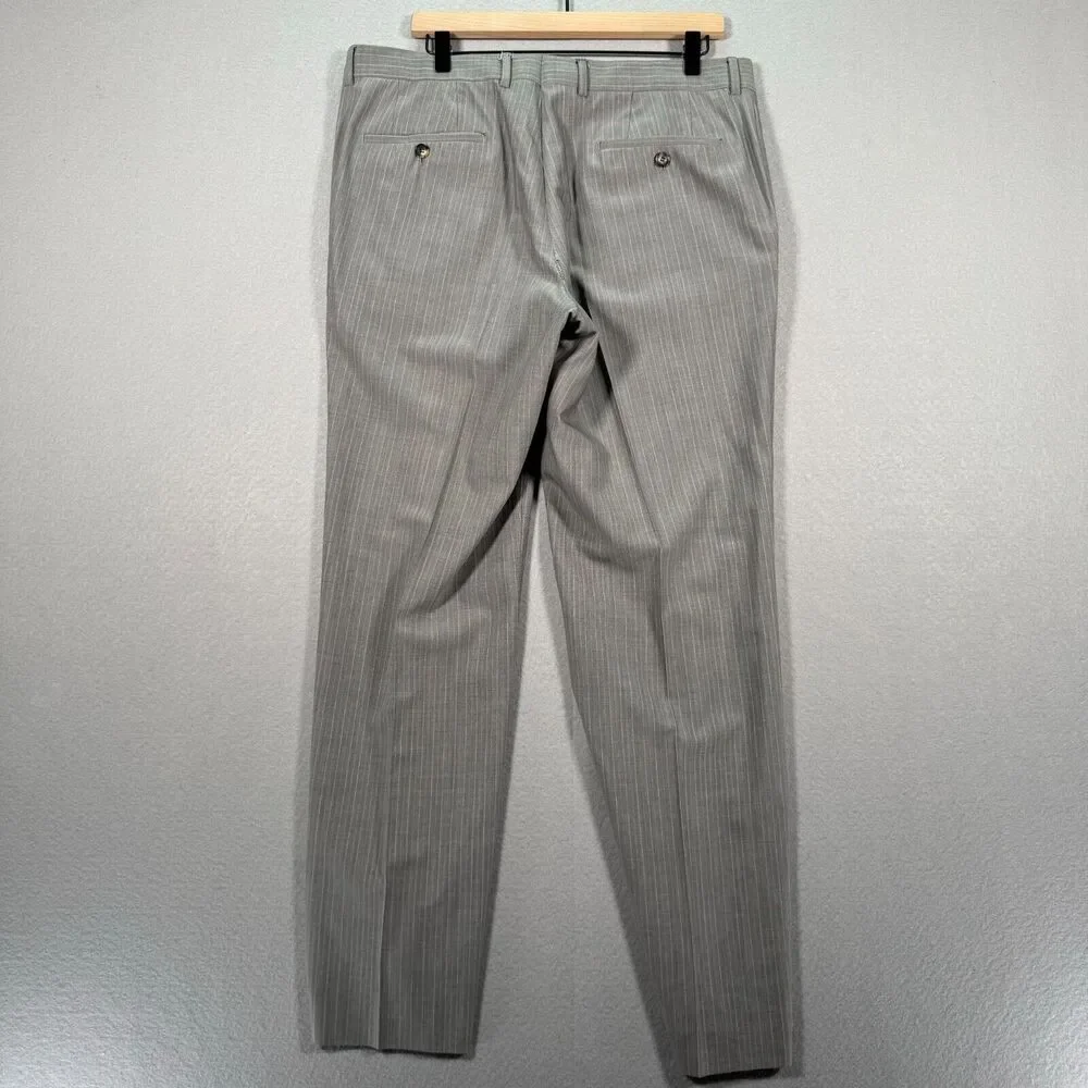 Vintage Hugo Boss Pasolini‎ Movie Wool Suit Jacket Pants Mens 42R Gray Stripes